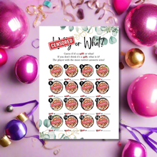 Load image into Gallery viewer, W.... or What? Cheeky Guessing Game for Hen Parties | Funny A5 Bridal Shower Game | Saucy Close-Up Challenge for Adults