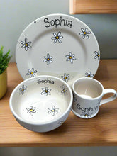Load image into Gallery viewer, 9008 - Personalised Hand Painted Ceramic Plate, Bowl & Mug Set