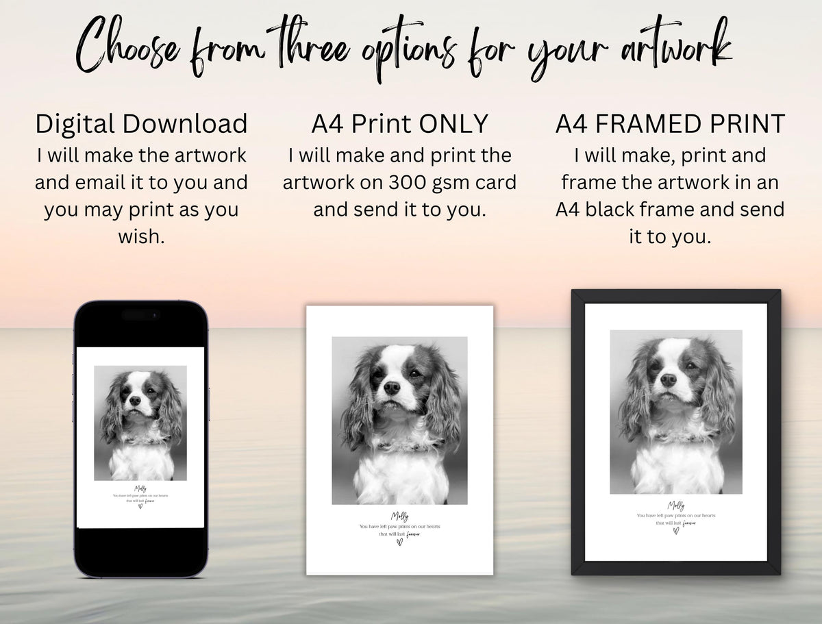 Personalised Pet Memorial Photo Frame & Print – 1 Photo