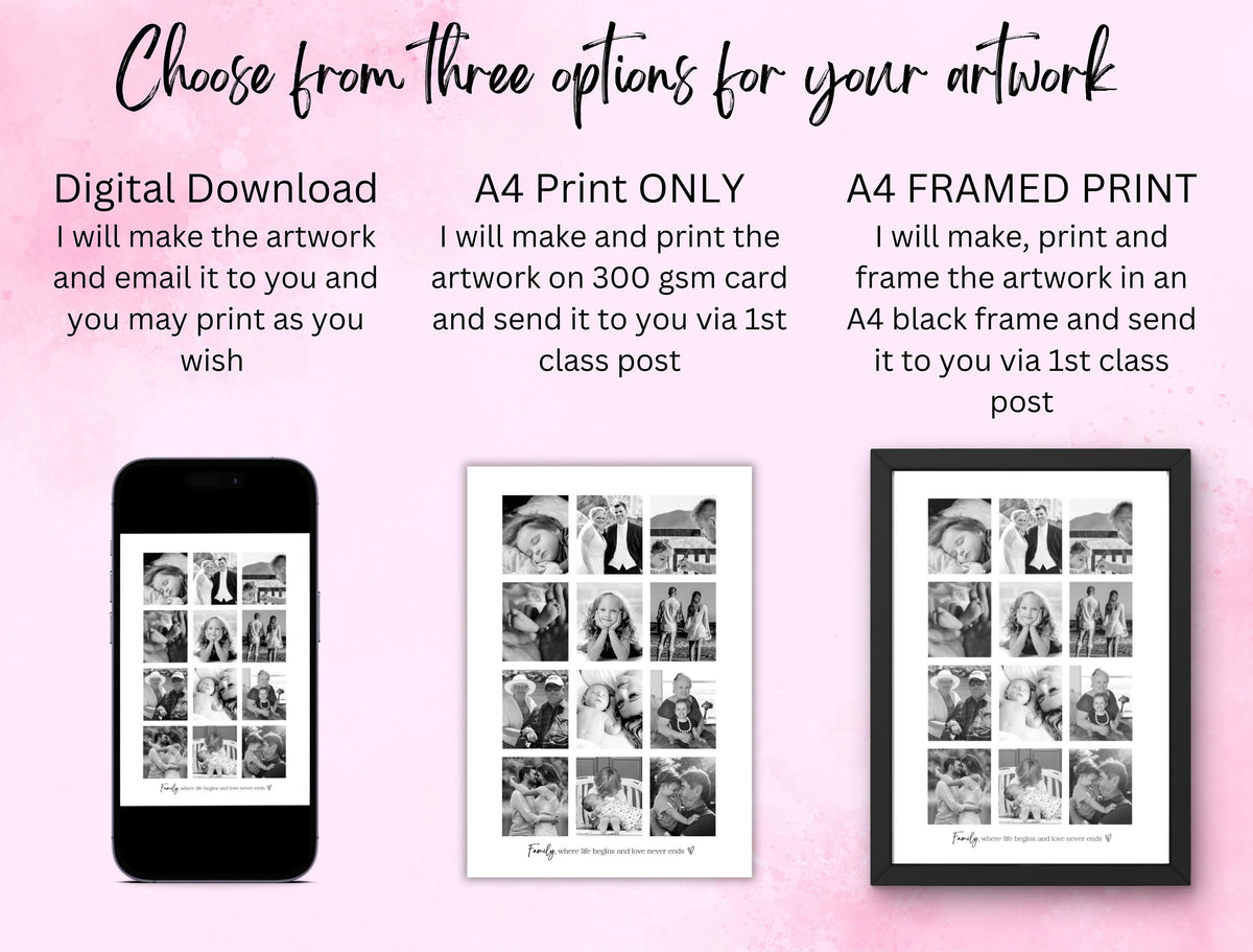 Personalised Mummy 9 Photo Collage Print & Frame – Mother's Day Gift