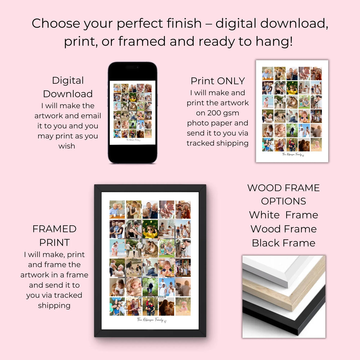 Personalised 30 Photo Collage Print & Frame – Custom Photo Gift