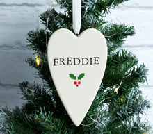Load image into Gallery viewer, 9020 - Personalised Hand Painted Ceramic Hanging Heart Decoration