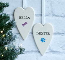 Load image into Gallery viewer, 9020 - Personalised Hand Painted Ceramic Hanging Heart Decoration