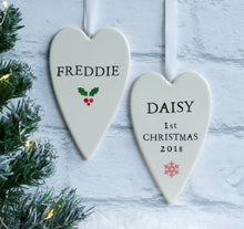 Load image into Gallery viewer, 9020 - Personalised Hand Painted Ceramic Hanging Heart Decoration
