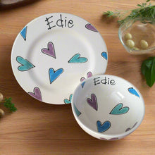 Load image into Gallery viewer, 9007 - Personalised Hand Painted Ceramic Plate & Bowl Set
