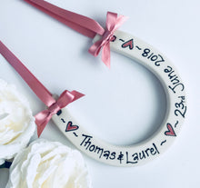 Load image into Gallery viewer, 9014 - Personalised Hand Painted Ceramic Wedding Horseshoe