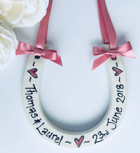 Load image into Gallery viewer, 9014 - Personalised Hand Painted Ceramic Wedding Horseshoe