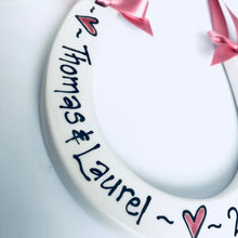 Load image into Gallery viewer, 9014 - Personalised Hand Painted Ceramic Wedding Horseshoe