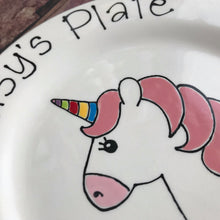 Load image into Gallery viewer, 9004 - Personalised Hand Painted Ceramic Unicorn Plate