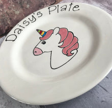 Load image into Gallery viewer, 9004 - Personalised Hand Painted Ceramic Unicorn Plate