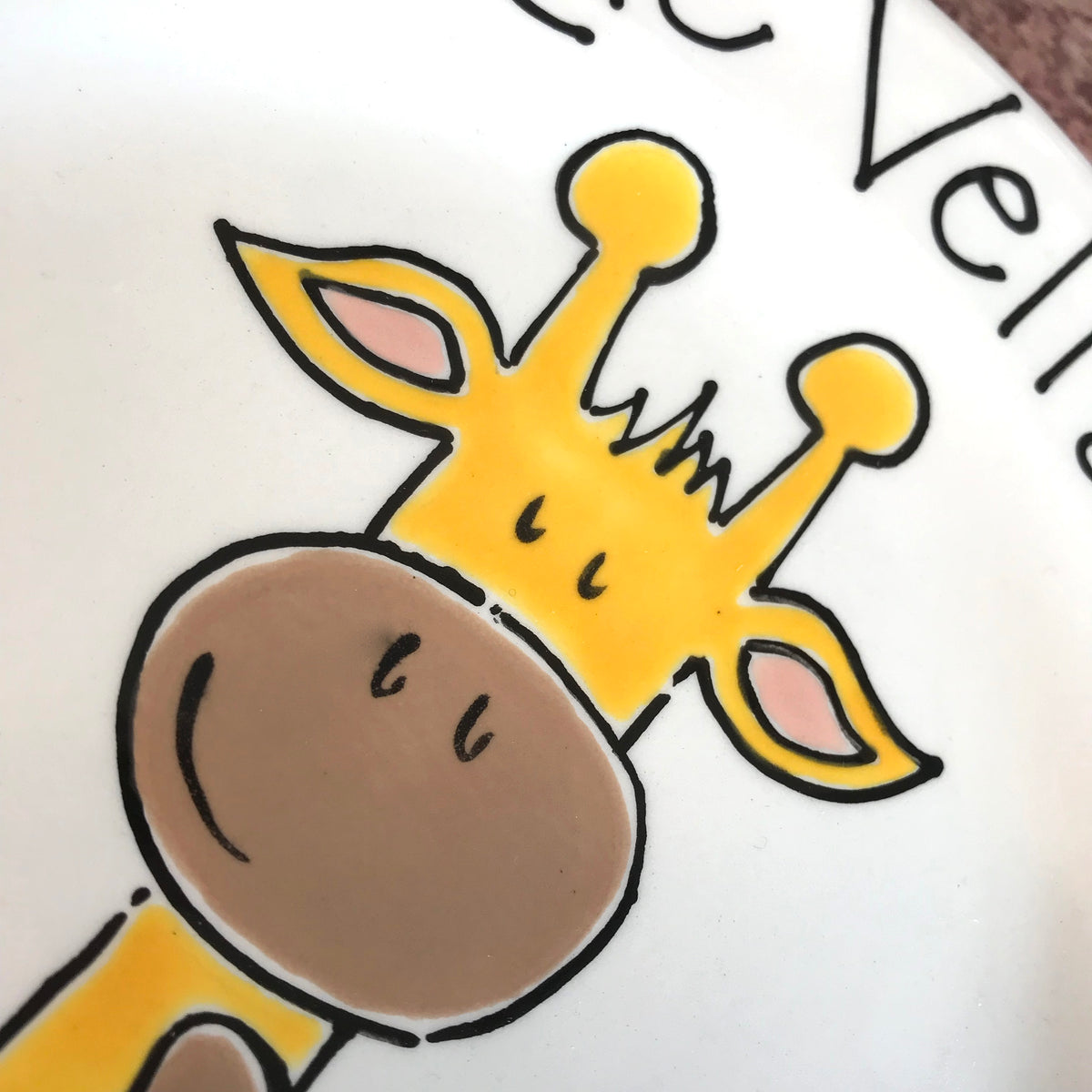 Personalised Kids Animal Plate – Hand Painted Ceramic Giraffe, Dinosaur & Unicorn Plate
