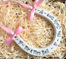 Load image into Gallery viewer, 9014 - Personalised Hand Painted Ceramic Wedding Horseshoe