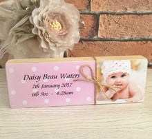 Load image into Gallery viewer, 1091 - Baby Details Photoblock Shelf Sitter
