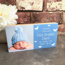 Load image into Gallery viewer, 1096 - Half & Half Photoblock - Baby details & photo