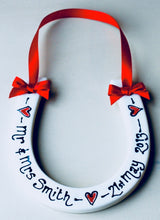 Load image into Gallery viewer, 9014 - Personalised Hand Painted Ceramic Wedding Horseshoe