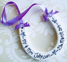 Load image into Gallery viewer, 9014 - Personalised Hand Painted Ceramic Wedding Horseshoe