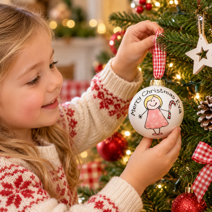 Personalised Children's Christmas Bauble – Hand Painted Ceramic Decoration