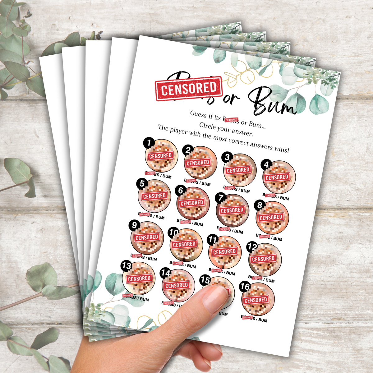 B..... or Bum? Hilarious Hen Party Game | Cheeky A5 Game for Bridal Showers | Bachelorette Icebreaker for Adults