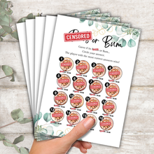 Load image into Gallery viewer, B..... or Bum? Hilarious Hen Party Game | Cheeky A5 Game for Bridal Showers | Bachelorette Icebreaker for Adults