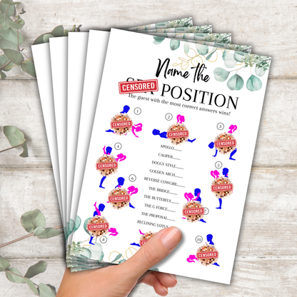 Name the Position! Funny Hen Party Game | Cheeky A5 Bridal Shower Game | Saucy Bachelorette Icebreaker for Adults