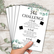 Load image into Gallery viewer, Hen Party Photo Challenge Game | A5 Printed Bridal Activity | Bridal Shower Game | Fun Icebreaker | Bride Tribe Game | Eucalyptus Design
