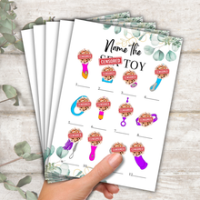 Load image into Gallery viewer, Name the Toy! Cheeky Hen Party Game | Funny A5 Bridal Shower Game | Hilarious Adult Icebreaker for Bachelorette Parties