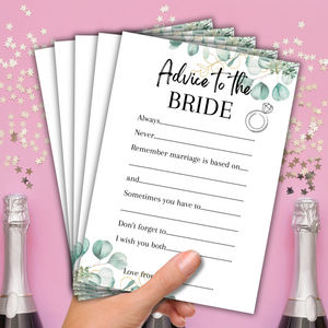 Advice to the Bride Hen Party Game | Keepsake Bridal Shower Activity | A5 Eucalyptus Cards | Bachelorette Party Games | Bridal Shower Games