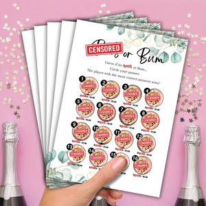 B..... or Bum? Hilarious Hen Party Game | Cheeky A5 Game for Bridal Showers | Bachelorette Icebreaker for Adults