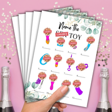Load image into Gallery viewer, Name the Toy! Cheeky Hen Party Game | Funny A5 Bridal Shower Game | Hilarious Adult Icebreaker for Bachelorette Parties