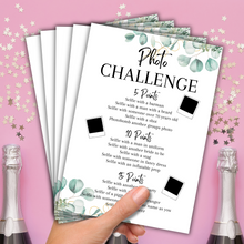 Load image into Gallery viewer, Hen Party Photo Challenge Game | A5 Printed Bridal Activity | Bridal Shower Game | Fun Icebreaker | Bride Tribe Game | Eucalyptus Design