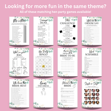 Load image into Gallery viewer, Would She Rather Hen Party Game | A5 Printed Bridal Shower Game | Bride Guessing Game | Fun Icebreaker | Eucalyptus Design