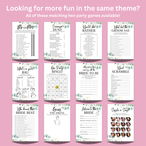 Hen Party Photo Challenge Game | A5 Printed Bridal Activity | Bridal Shower Game | Fun Icebreaker | Bride Tribe Game | Eucalyptus Design