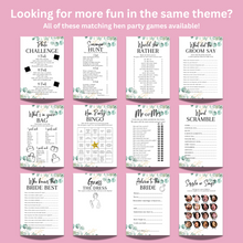 Load image into Gallery viewer, Favourite Memory with the Bride Game | A5 Printed Hen Party Activity | Keepsake Card | Bridal Shower Game | Eucalyptus Design