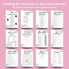 Load image into Gallery viewer, Advice to the Bride Hen Party Game | Keepsake Bridal Shower Activity | A5 Eucalyptus Cards | Bachelorette Party Games | Bridal Shower Games