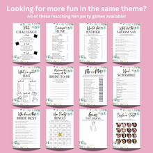 Load image into Gallery viewer, Drink If Hen Party Game | Eucalyptus Design | Funny Bridal Shower Game | Printed A5 Cards | Hens Night Activity | Bride Tribe Fun