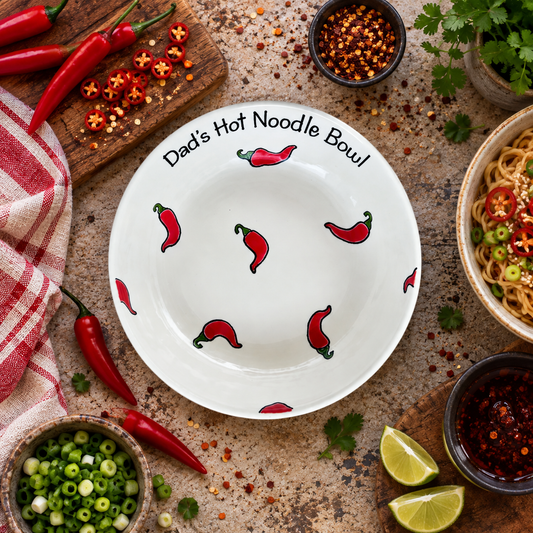 Personalised Ceramic Chilli Bowl – Hand Painted Chilli Pepper Design