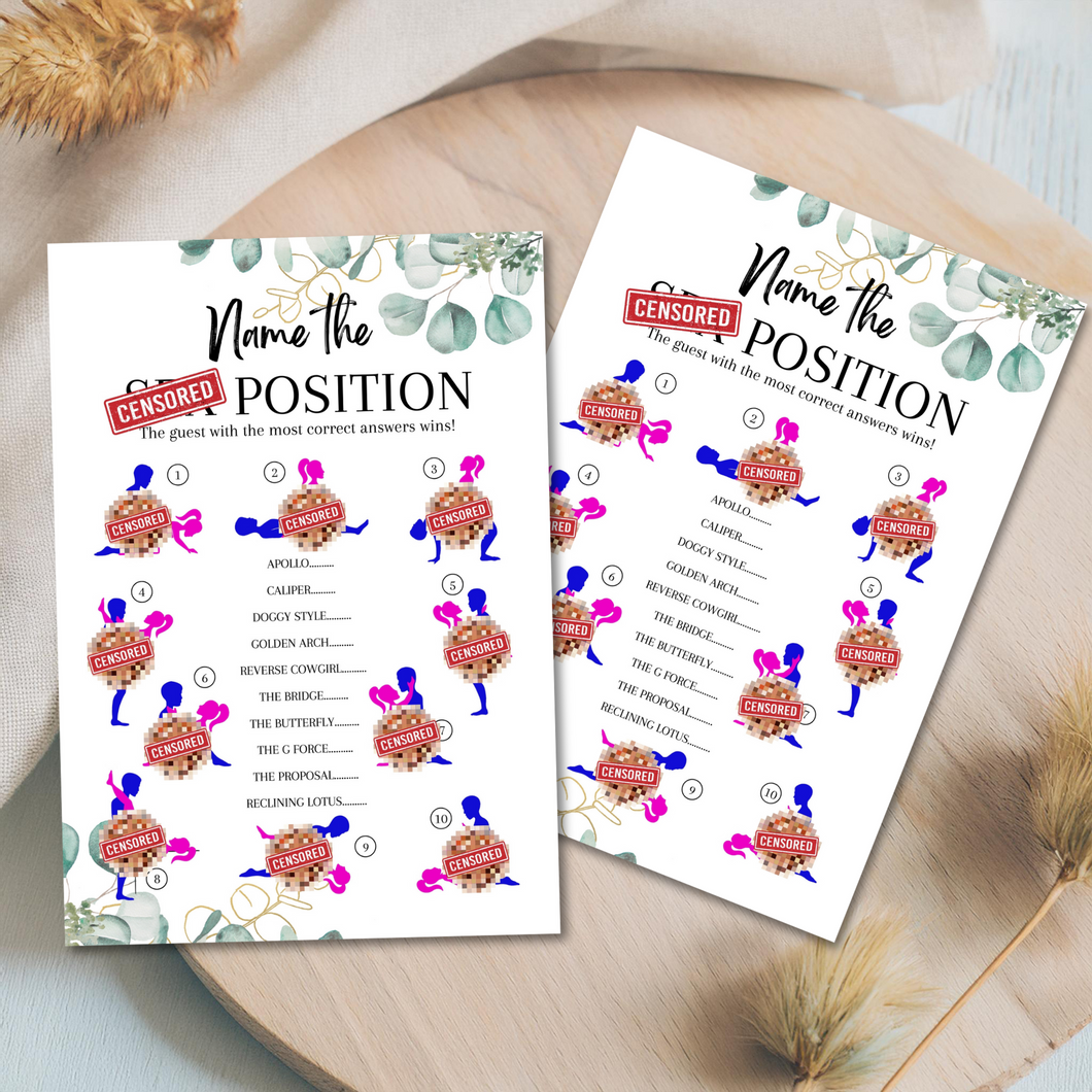 Name the Position! Funny Hen Party Game | Cheeky A5 Bridal Shower Game | Saucy Bachelorette Icebreaker for Adults