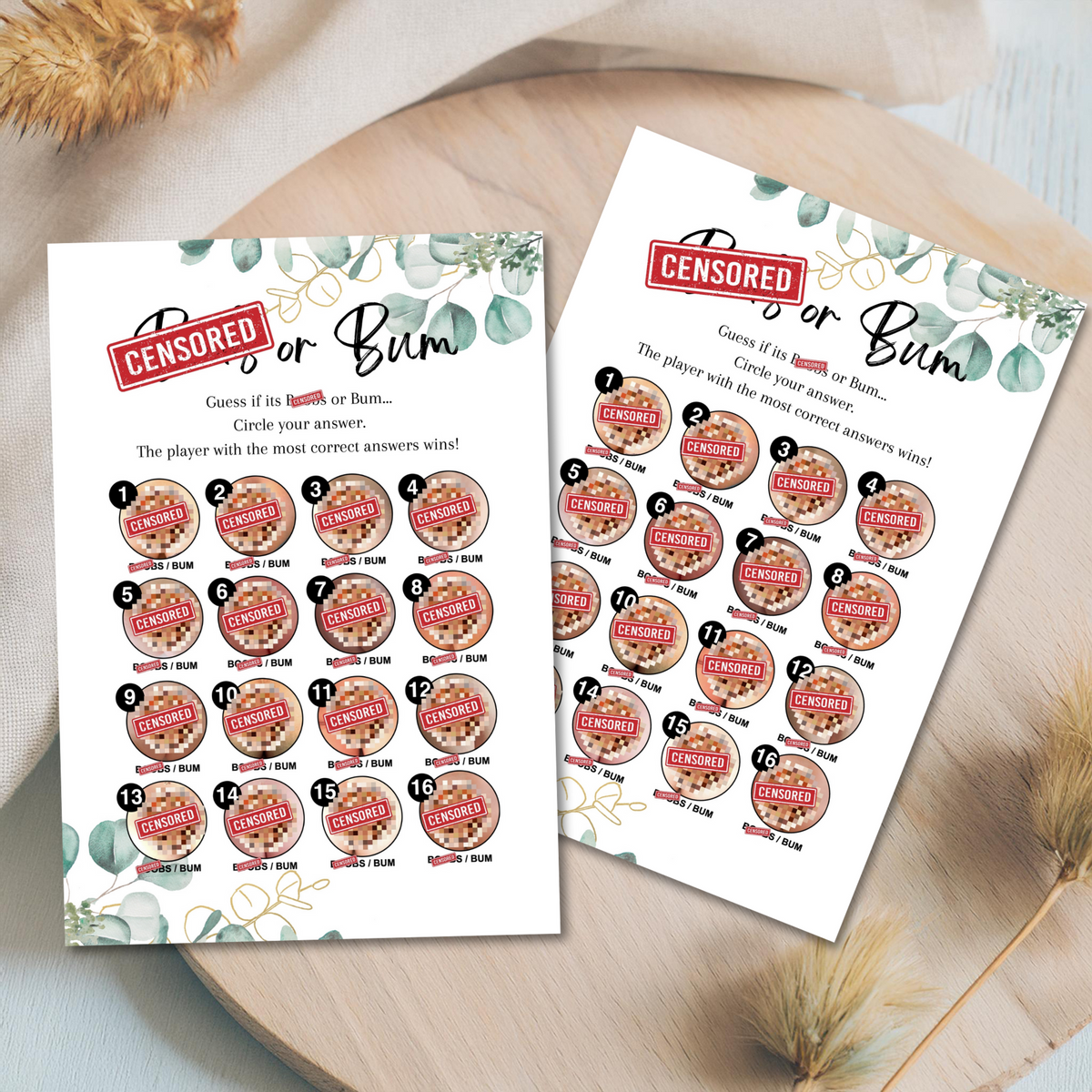 B..... or Bum? Hilarious Hen Party Game | Cheeky A5 Game for Bridal Showers | Bachelorette Icebreaker for Adults