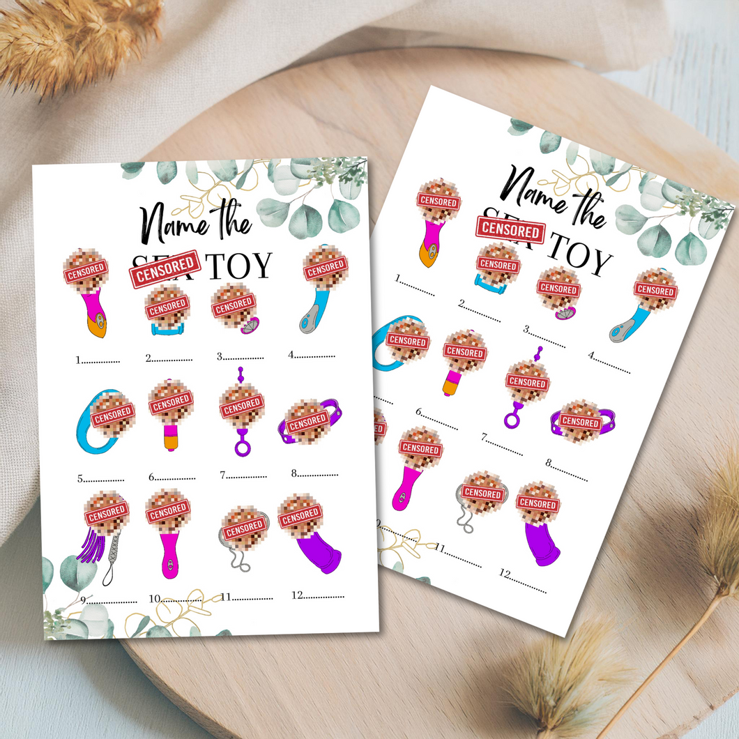 Name the Toy! Cheeky Hen Party Game | Funny A5 Bridal Shower Game | Hilarious Adult Icebreaker for Bachelorette Parties