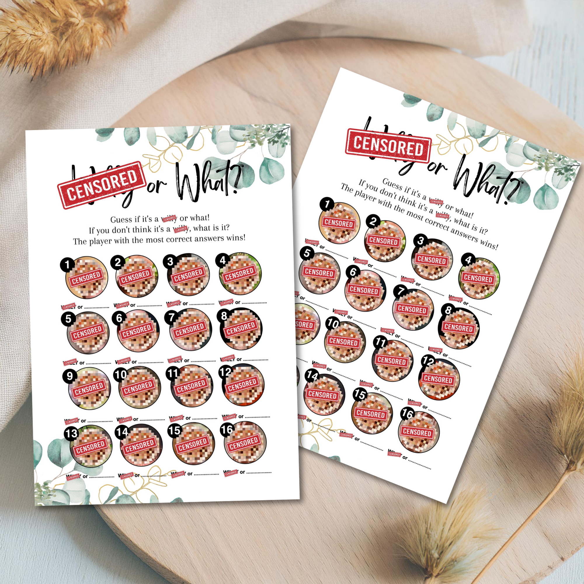 W.... or What? Cheeky Guessing Game for Hen Parties