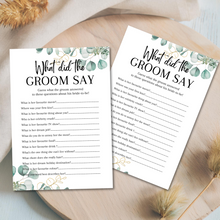 Load image into Gallery viewer, What did the Groom Say Hen Party Game | Funny Hen Party Game | A5 Bridal Shower Game | Bachelorette Icebreaker