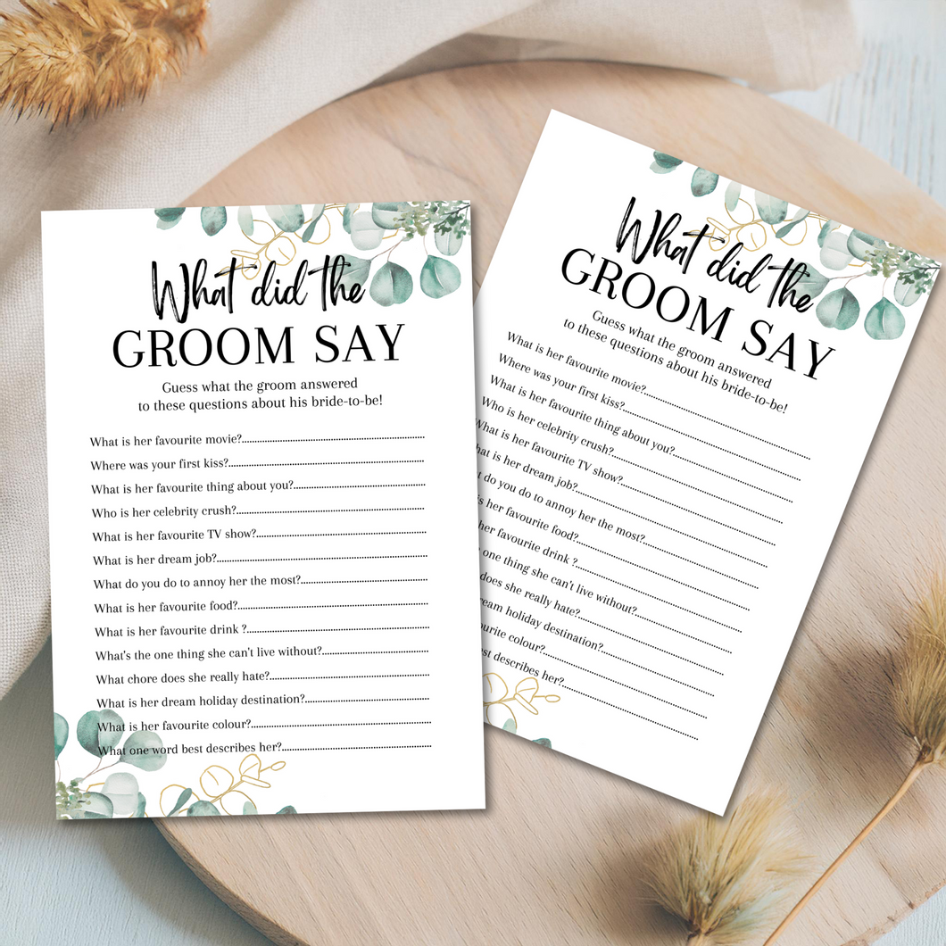 What did the Groom Say Hen Party Game | Funny Hen Party Game | A5 Bridal Shower Game | Bachelorette Icebreaker