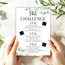 Load image into Gallery viewer, Hen Party Photo Challenge Game | A5 Printed Bridal Activity | Bridal Shower Game | Fun Icebreaker | Bride Tribe Game | Eucalyptus Design