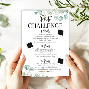 Hen Party Photo Challenge Game | A5 Printed Bridal Activity | Bridal Shower Game | Fun Icebreaker | Bride Tribe Game | Eucalyptus Design
