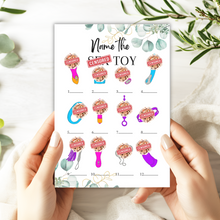 Load image into Gallery viewer, Name the Toy! Cheeky Hen Party Game | Funny A5 Bridal Shower Game | Hilarious Adult Icebreaker for Bachelorette Parties