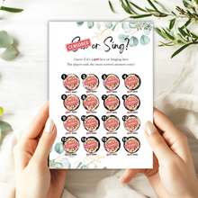 Load image into Gallery viewer, S.. or Sing? Funny Hen Party Game | Cheeky Bridal Shower Icebreaker | Hilarious A5 Game for Bachelorette Parties
