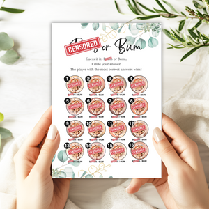 B..... or Bum? Hilarious Hen Party Game | Cheeky A5 Game for Bridal Showers | Bachelorette Icebreaker for Adults