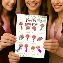 Load image into Gallery viewer, Name the Toy! Cheeky Hen Party Game | Funny A5 Bridal Shower Game | Hilarious Adult Icebreaker for Bachelorette Parties