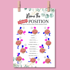 Name the Position! Funny Hen Party Game | Cheeky A5 Bridal Shower Game | Saucy Bachelorette Icebreaker for Adults