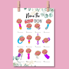 Load image into Gallery viewer, Name the Toy! Cheeky Hen Party Game | Funny A5 Bridal Shower Game | Hilarious Adult Icebreaker for Bachelorette Parties